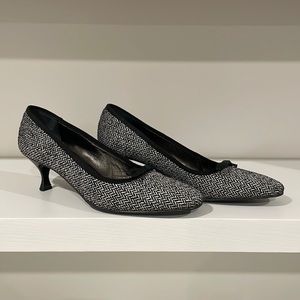 Italian VITTORIO VALSECCHI Black and White Herringbone Shoes